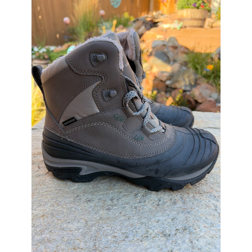 Merrell Snowbound Mid Waterproof Winter Boots Charcoal Grey Womens 7.5‎ J55622